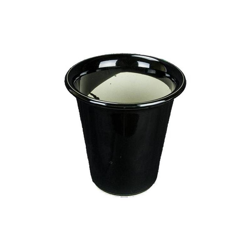 2 - Vaso bonsai tondo alto smaltato nero 18 cm