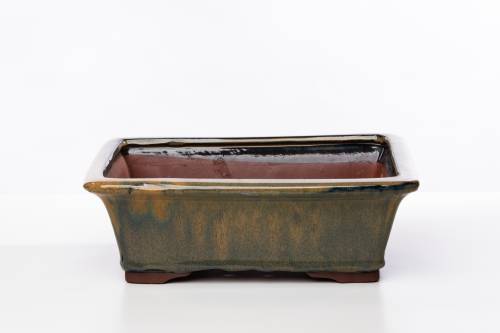2 - Vaso bonsai smaltato rettangolare cm. 25