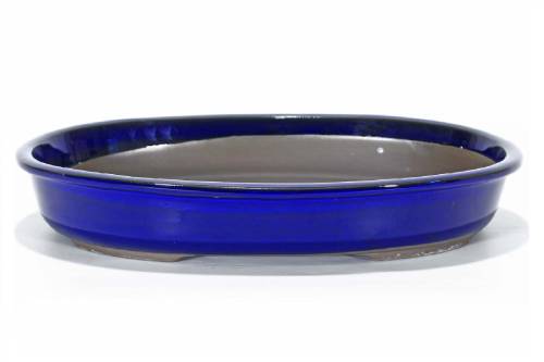 2 - Vaso bonsai ovale smaltato blu 45 cm.