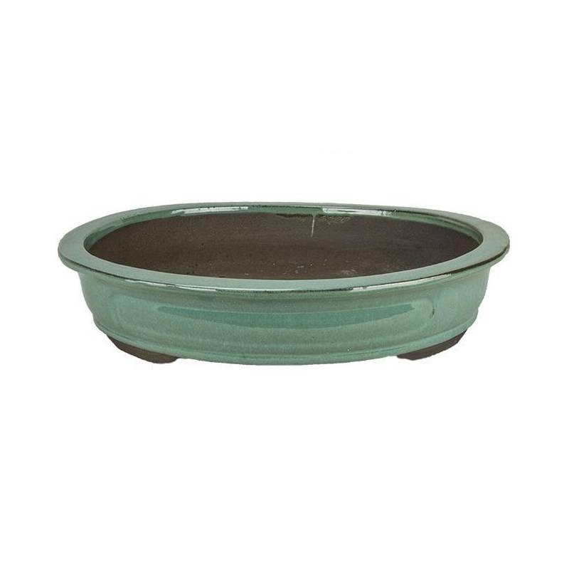 2 - Vaso bonsai ovale smaltato verde 40 cm.