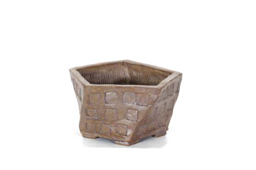 2 - Vaso bonsa kusamono in gres pentagonale cm 12