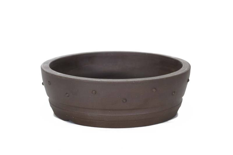 2 - Vaso bonsai in gres tondo borchiato cm. 20