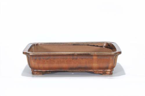 2 - Vaso bonsai rettangolare smaltato bronzo cm. 42