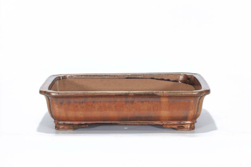 2 - Vaso bonsai rettangolare smaltato bronzo cm. 42