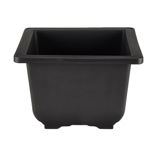 High square pot for plants and bonsai in black plastic cm. 17