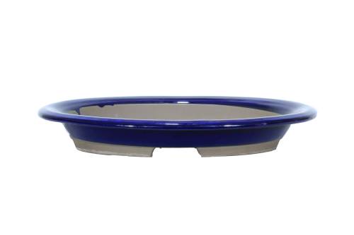 2 - Vaso bonsai ovale smaltato blu 39 cm.