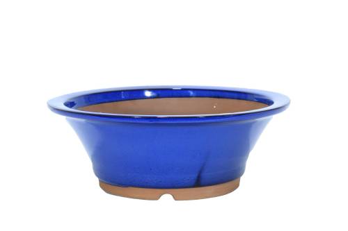 2 - Vaso bonsai tondo smaltato blu cm. 35
