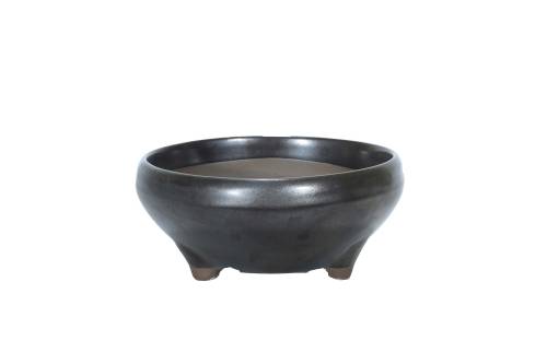 2 - Vaso bonsai tondo smaltato nero cm. 15