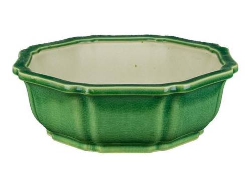 2 - Vaso bonsai fior di loto smaltato verde 22,5 cm