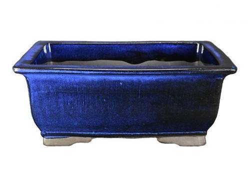 2 - Vaso bonsai rettangolare smaltato blu 32,5 cm