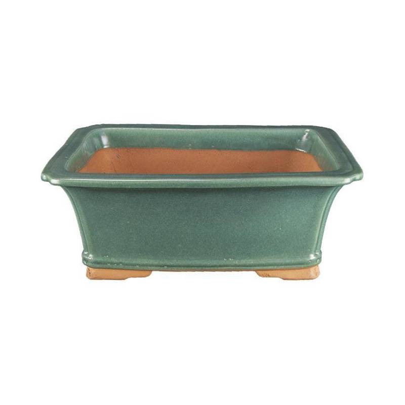 2 - Vaso bonsai rettangolare smaltato verde 32,5 cm