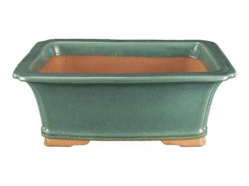 2 - Vaso bonsai rettangolare smaltato verde 42 cm