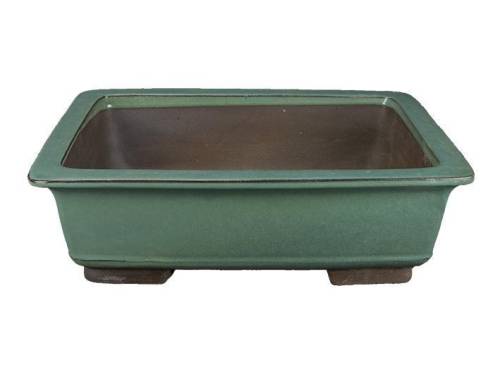 2 - Vaso bonsai rettangolare smaltato verde 52,5