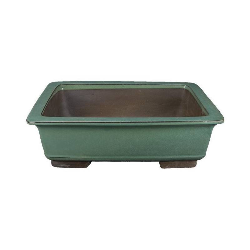 2 - Vaso bonsai rettangolare smaltato verde 52,5