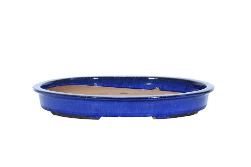 2 - Vaso bonsai smaltato ovale blu 47 cm