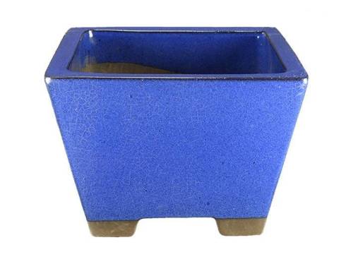 2 - Vaso bonsai smaltato quadrato blu 23 cm
