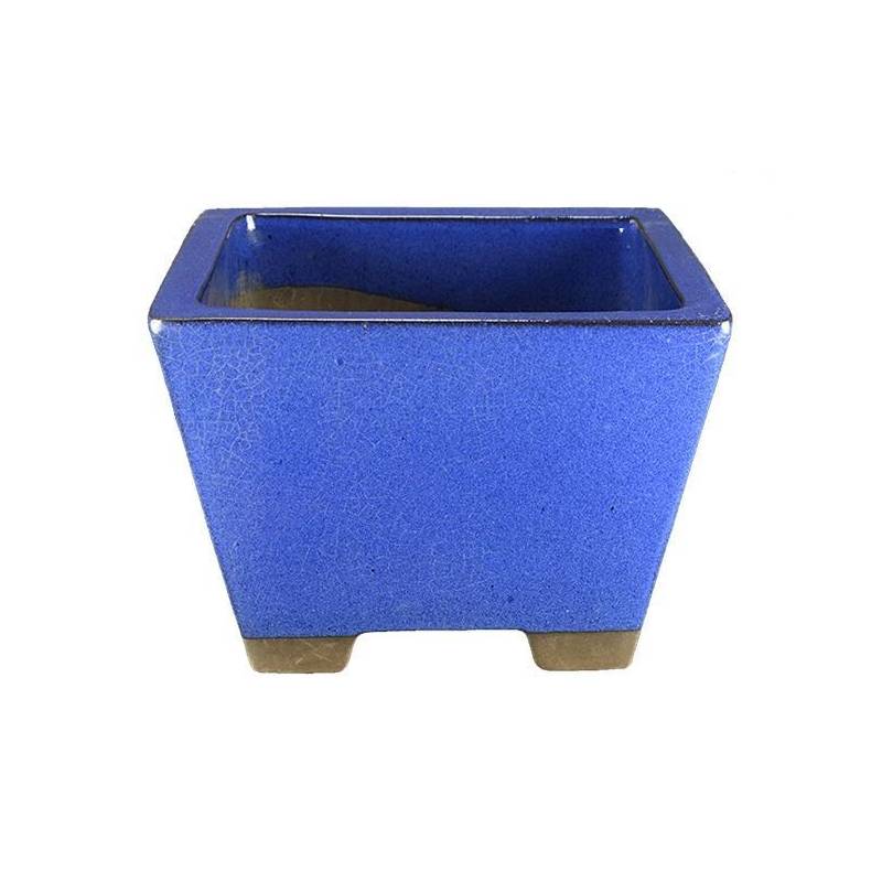 2 - Vaso bonsai smaltato quadrato blu 23 cm