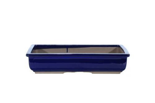 2 - Vaso bonsai smaltato rettangolare blu 35 cm