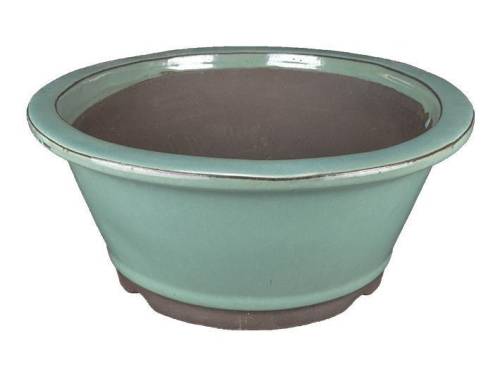 2 - Vaso bonsai tondo smaltato verde diam. 39 cm