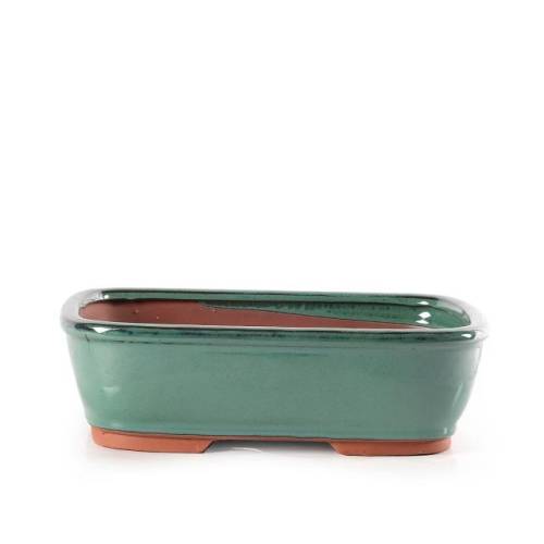 1 - Vaso bonsai rettangolare smaltato verde cm. 24