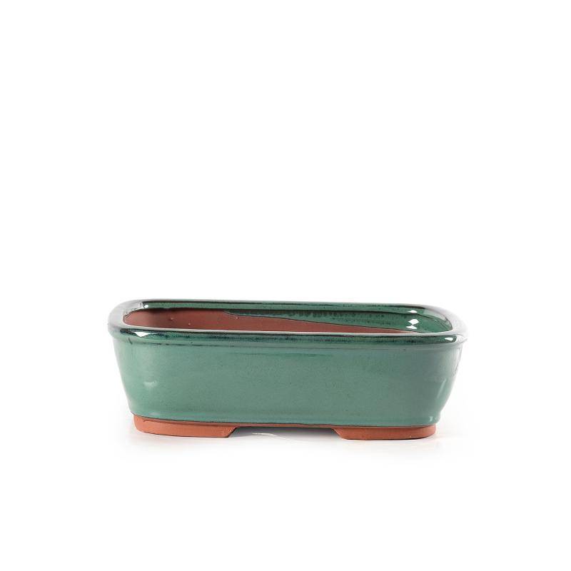 1 - Vaso bonsai rettangolare smaltato verde cm. 24