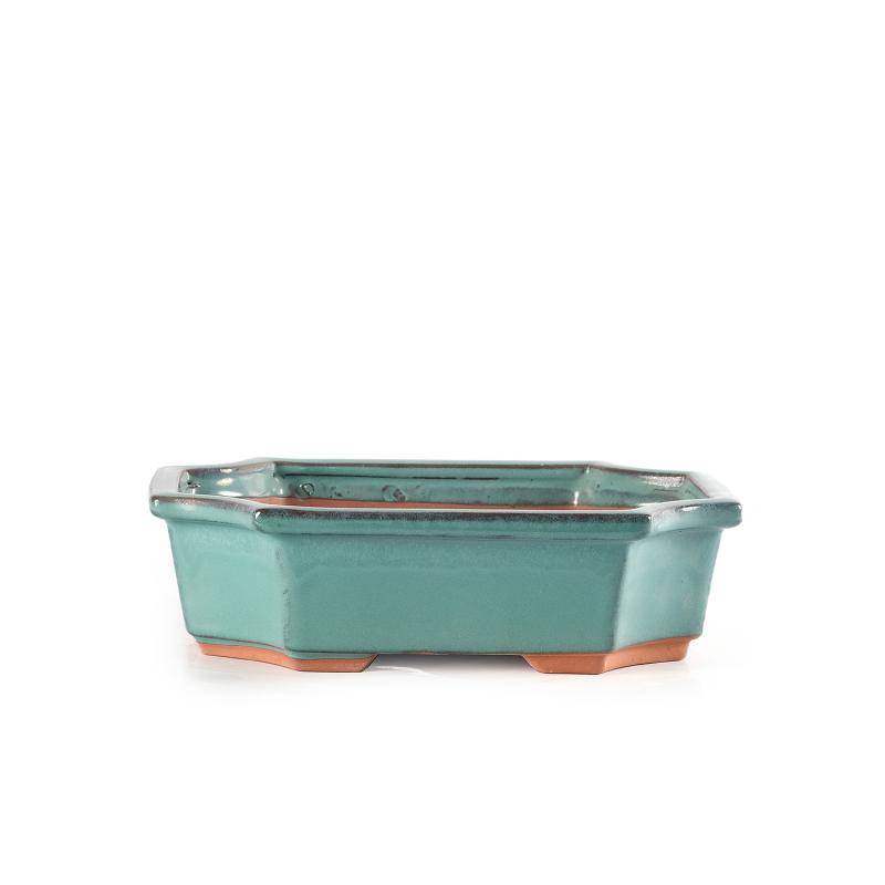 1 - Vaso bonsai rettangolare smaltato verde cm. 24