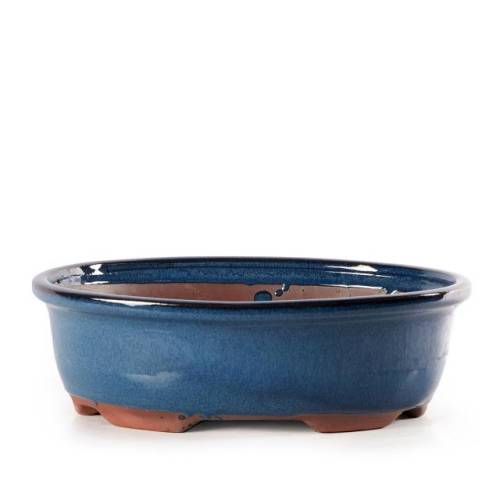 1 - Vaso bonsai smaltato ovale cm. 31