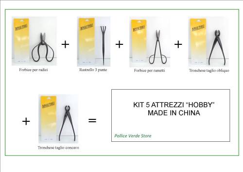 2 - KIT 5 Attrezzi per lavorazione Bonsai "HOBBY"