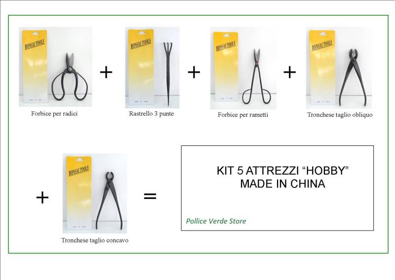 2 - KIT 5 Attrezzi per lavorazione Bonsai "HOBBY"