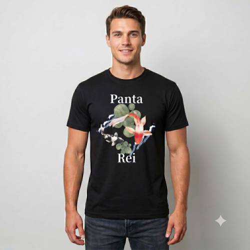 1 - T-Shirt Zen "Panta Rei" con Carpe Koi – 100% Cotone Premium