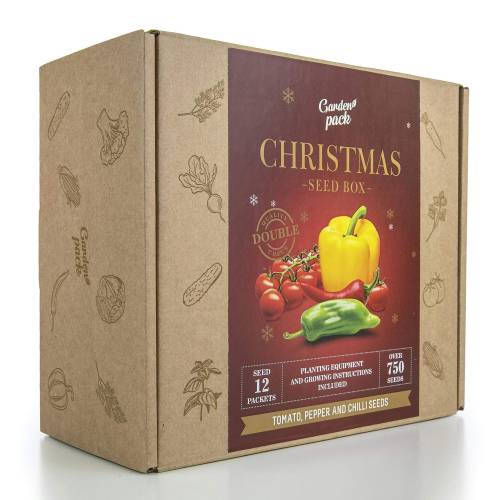 2 - Kit semi CHRISTMAS EDITION, di pomodoro, peperoni, peperoncino con accessori per la coltivazione