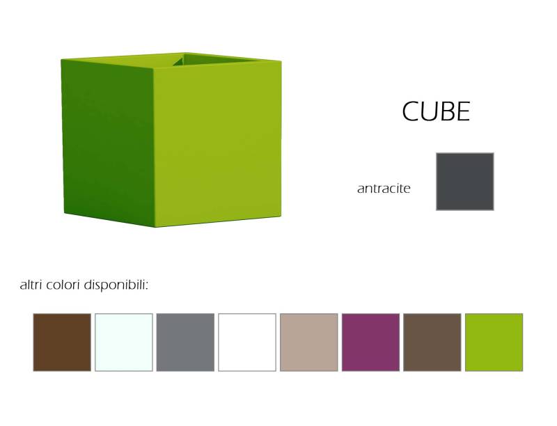 1 - Vaso in resina cubico CUBE altezza cm. 40