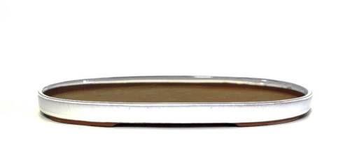 2 - Piatto smaltato ovale per suiseki cm. 43