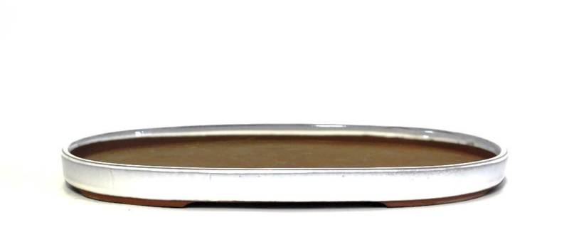 2 - Piatto smaltato ovale per suiseki cm. 43
