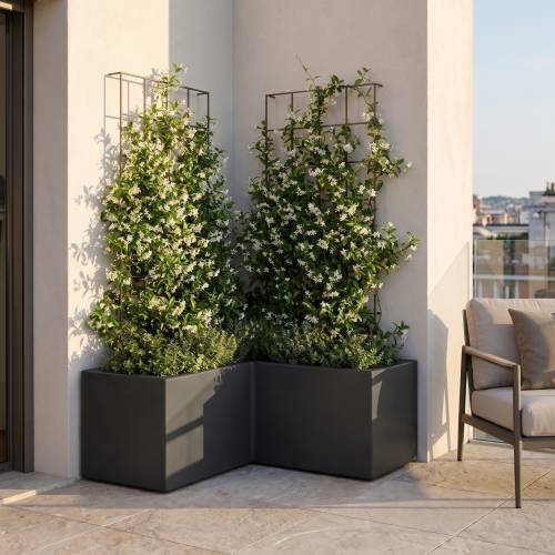 Jardinière d'angle lisse en résine Fenice cm. 100x100