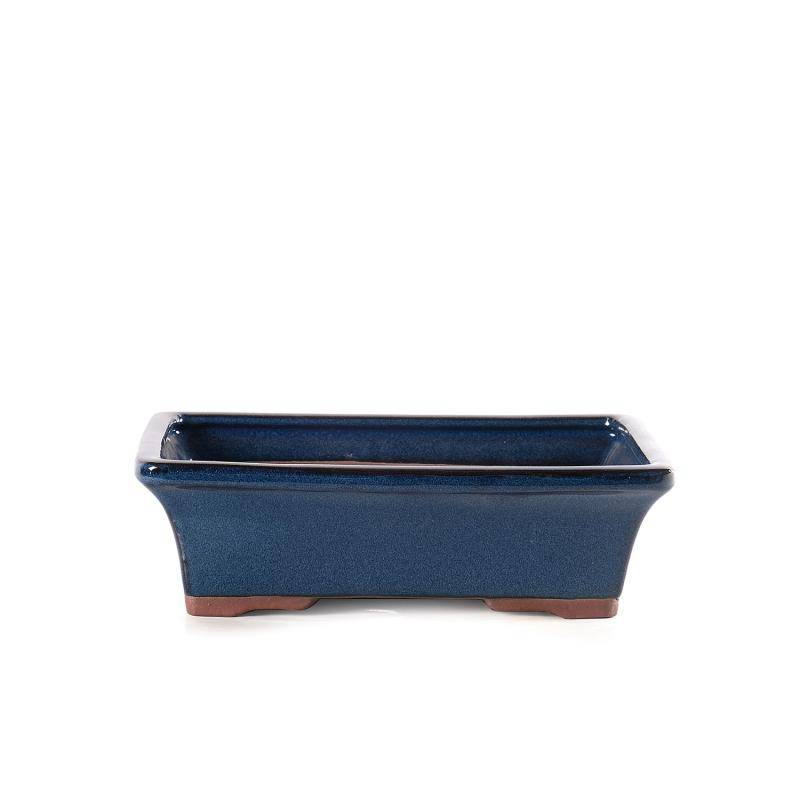 2 - Vaso bonsai rettangolare smaltato blu cm. 25