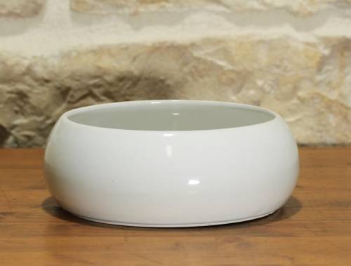 2 - Vaso ciotola per Piante e Bonsai in ceramica bianco diam. cm. 20