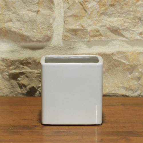 2 - Vaso cubo per Piante e Bonsai in ceramica bianco cm. 12,5