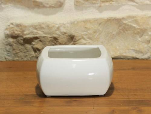 2 - Vaso quadrato per Piante e Bonsai in ceramica bianco cm. 15,5
