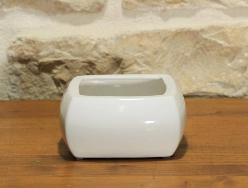 2 - Vaso quadrato per Piante e Bonsai in ceramica bianco cm. 15,5