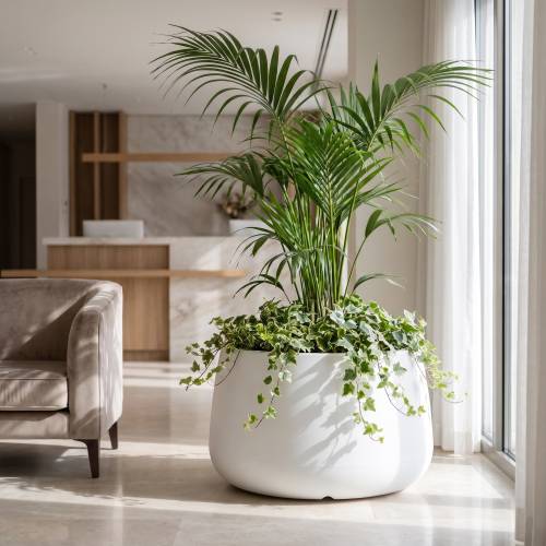 Vase rond en résine TITANO diam. 100 cm.