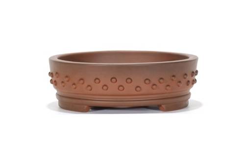 2 - Vaso bonsai in gres tondo borchiato cm. 25