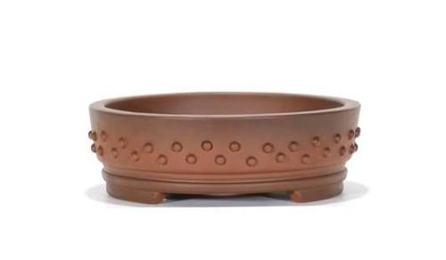 2 - Vaso bonsai in gres tondo borchiato cm. 31