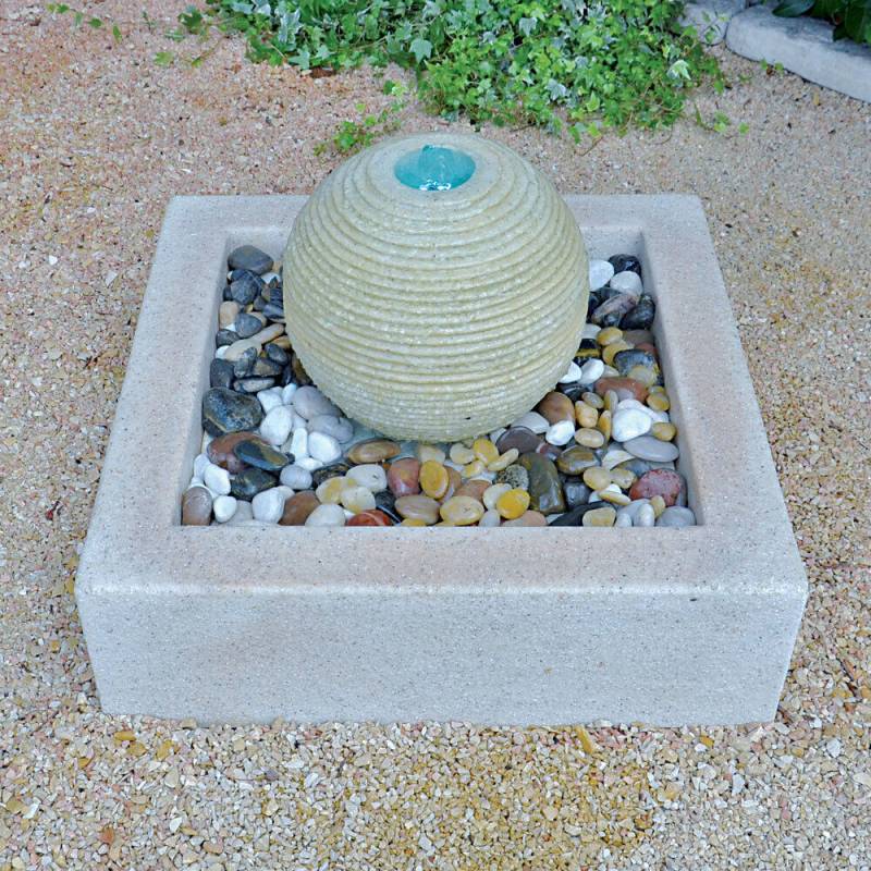 147 - Gioco d'acqua Sfera Saturno con led - cm.65x65x h48