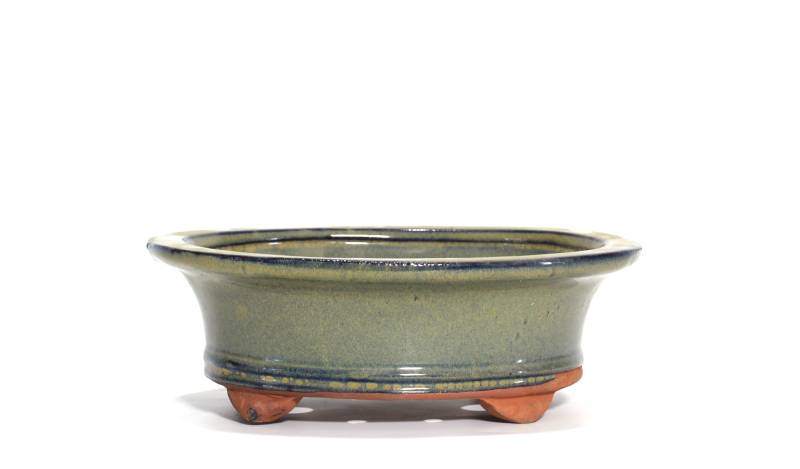 13 - Vaso bonsai smaltato ovale cm. 29