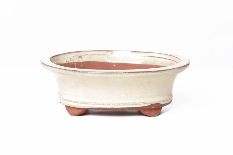 336 - Vaso bonsai smaltato ovale cm. 20