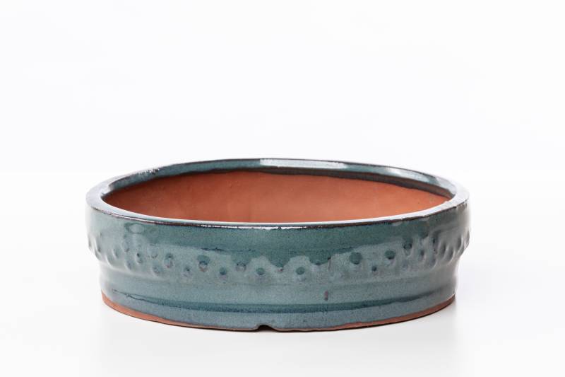 153 - Vaso bonsai smaltato tondo cm. 28