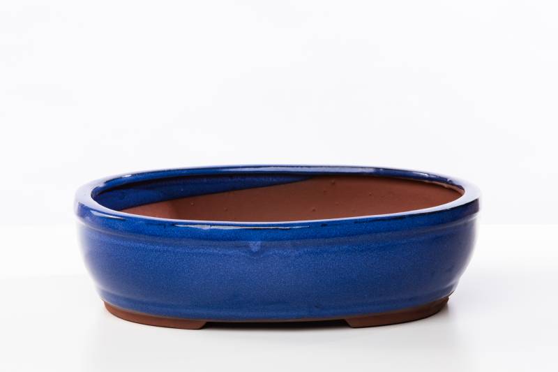 163 - Vaso bonsai smaltato ovale cm. 29