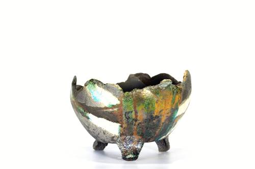 2 - Vaso Raku coppa cm. 12,5 artigianale