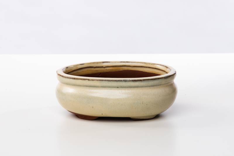 21 - Vaso bonsai smaltato ovale cm. 25